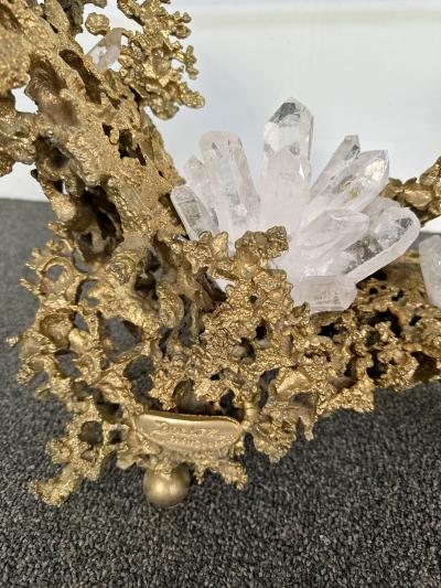 Claude Victor Boeltz Gilt Bronze and Quartz Stone Coffee Table by Boeltz France 1970s