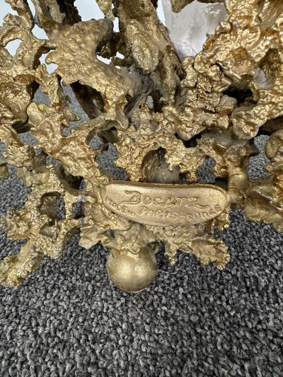 Claude Victor Boeltz Gilt Bronze and Quartz Stone Coffee Table by Boeltz France 1970s