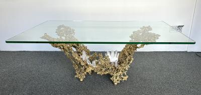 Claude Victor Boeltz Gilt Bronze and Quartz Stone Coffee Table by Boeltz France 1970s