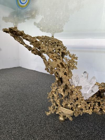Claude Victor Boeltz Gilt Bronze and Quartz Stone Coffee Table by Boeltz France 1970s