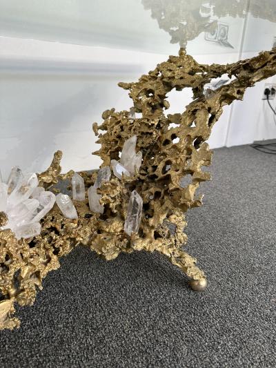 Claude Victor Boeltz Gilt Bronze and Quartz Stone Coffee Table by Boeltz France 1970s