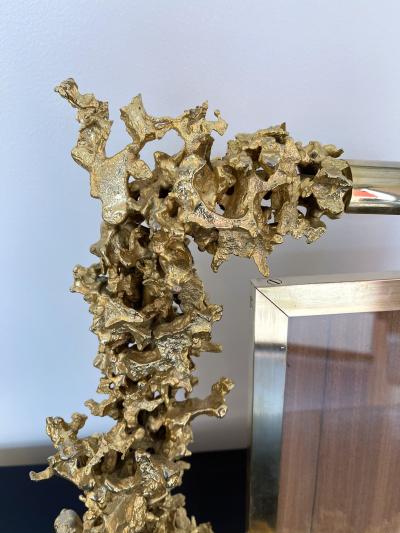 Claude Victor Boeltz Large Gilt Bronze and Dioptase Lamp Picture Frame by Boeltz France 1970s