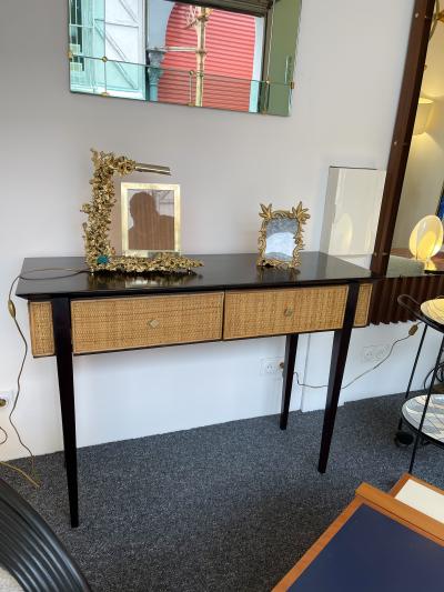 Claude Victor Boeltz Large Gilt Bronze and Dioptase Lamp Picture Frame by Boeltz France 1970s