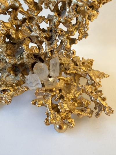 Claude Victor Boeltz Pair of Gilt Bronze and Quartz Candlesticks by Boeltz France 1970s