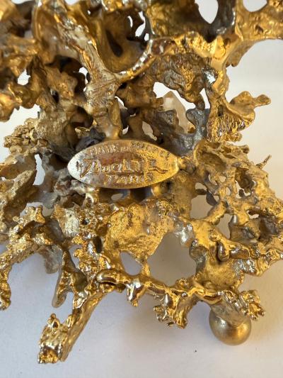 Claude Victor Boeltz Pair of Gilt Bronze and Quartz Candlesticks by Boeltz France 1970s