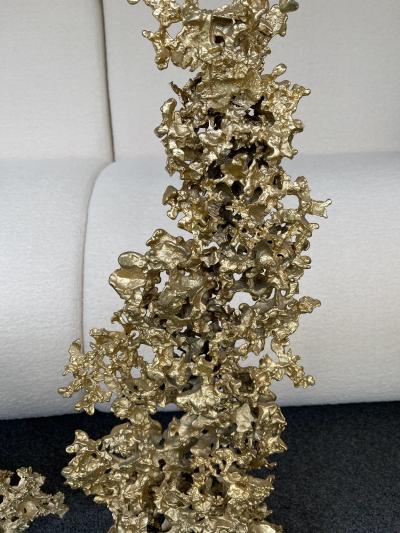 Claude Victor Boeltz Pair of Large Gilt Bronze and Amethyst Sculpture by Boeltz France 1970s