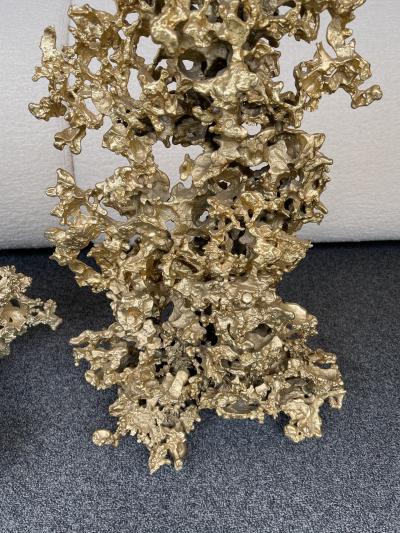 Claude Victor Boeltz Pair of Large Gilt Bronze and Amethyst Sculpture by Boeltz France 1970s