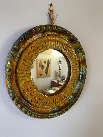 Claudio Pulli Ceramic Mirror by Claudio Pulli Italy 1960s