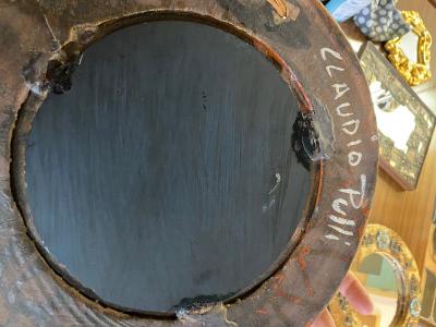 Claudio Pulli Ceramic Mirror by Claudio Pulli Italy 1960s