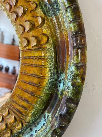 Claudio Pulli Ceramic Mirror by Claudio Pulli Italy 1960s