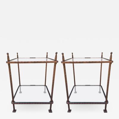 Claudio Rayes Pair of Bronzed Iron Side Tables by Claudio Rayes