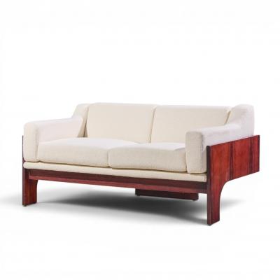Claudio Salocchi Claudio Salocchi for Sormani Mid Century Rosewood and Boucl Settee Sofa