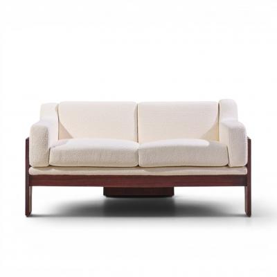 Claudio Salocchi Claudio Salocchi for Sormani Mid Century Rosewood and Boucl Settee Sofa