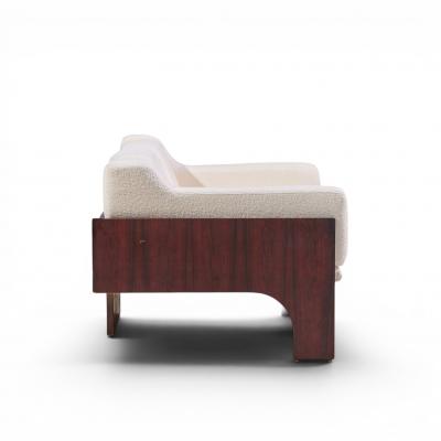 Claudio Salocchi Claudio Salocchi for Sormani Mid Century Rosewood and Boucl Settee Sofa