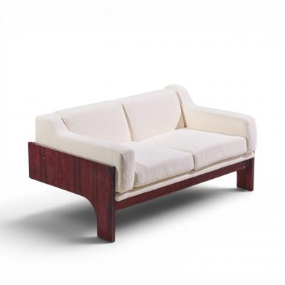 Claudio Salocchi Claudio Salocchi for Sormani Mid Century Rosewood and Boucl Settee Sofa