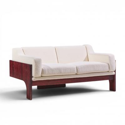 Claudio Salocchi Claudio Salocchi for Sormani Mid Century Rosewood and Boucl Settee Sofa