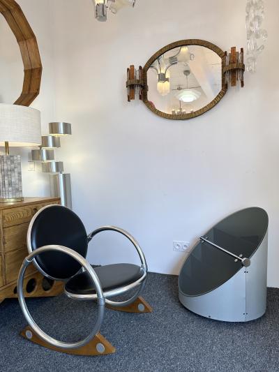 Claudio Salocchi Dry Bar Cart Stainless Steel by Claudio Salocchi Italy 1970s