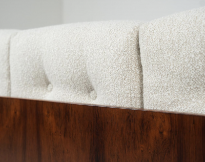 Claudio Salocchi Mid Century Sofa Oriolo by Claudio Salocchi for Sormani Wood and White Fabric