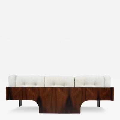 Claudio Salocchi Mid Century Sofa Oriolo by Claudio Salocchi for Sormani Wood and White Fabric