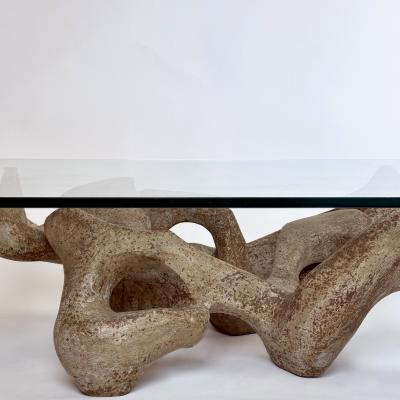 Claudio Trevi 1970s Rectangular Coffee Table in Cement and Transparent Glass by Claudio Trevi