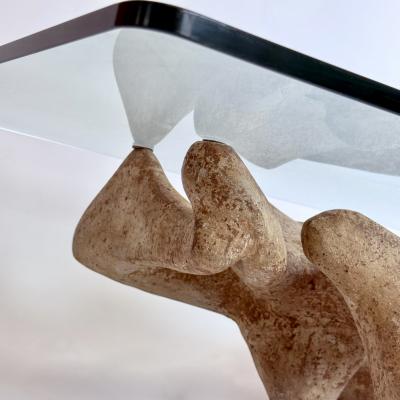 Claudio Trevi 1970s Rectangular Coffee Table in Cement and Transparent Glass by Claudio Trevi