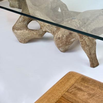 Claudio Trevi 1970s Rectangular Coffee Table in Cement and Transparent Glass by Claudio Trevi