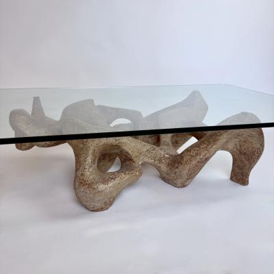 Claudio Trevi 1970s Rectangular Coffee Table in Cement and Transparent Glass by Claudio Trevi
