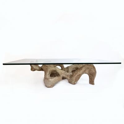 Claudio Trevi 1970s Rectangular Coffee Table in Cement and Transparent Glass by Claudio Trevi