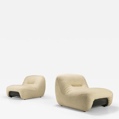 Claudio Vagnoni Set of Malu Lounge chairs in White Boucl by Claudio Vagnoni Italy 1970s