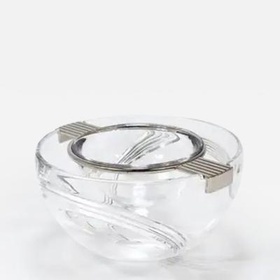 Claus Josef Riedel Riedel x Mesa Caviar Glass Serving Dish Bowl Silver Crystal Italy 1980s