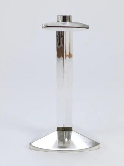 Claus Josef Riedel Riedel x Mesa Postmodern Silver Crystal Candlestick Candle Holder Italy 1980