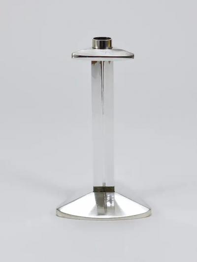 Claus Josef Riedel Riedel x Mesa Postmodern Silver Crystal Candlestick Candle Holder Italy 1980