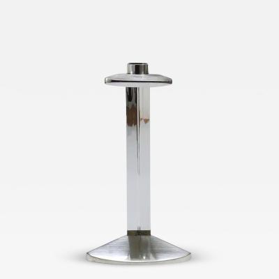 Claus Josef Riedel Riedel x Mesa Postmodern Silver Crystal Candlestick Candle Holder Italy 1980