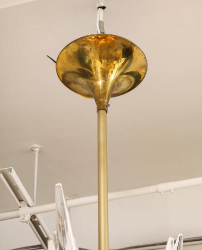Clear Murano Glass and Unlacquered Brass Sputnik Starburst Chandelier Italy