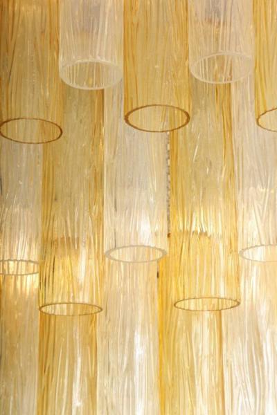 Clear and Gold Tiered Murano Glass and Chrome Flush Mount Chandelier Italy 60 