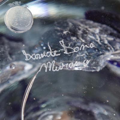 Clear and Royal Blue Murano Glass Pollock Vase