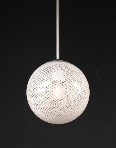 Clear and white glass pendant