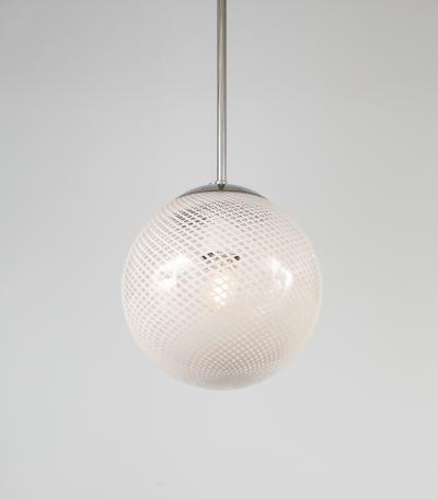 Clear and white glass pendant