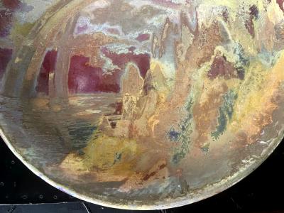 Clement Massier Large Art Nouveau Ceramic Landscape Plate with Luster Glaze by Clement Massier