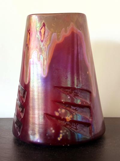 Clement Massier Large French Ceramic Vase with Iridescent Glaze by Clement Massier