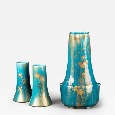 Clement Massier Set of Three French Vases by Clement Messier and Lucien Levy Dhurmer