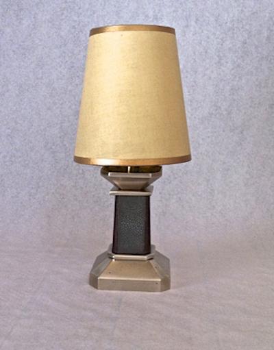 Clement Rousseau Clement Rousseau attributed Pair of Silvered Bronze Galuchat Lamps