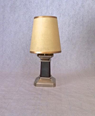 Clement Rousseau Clement Rousseau attributed Pair of Silvered Bronze Galuchat Lamps