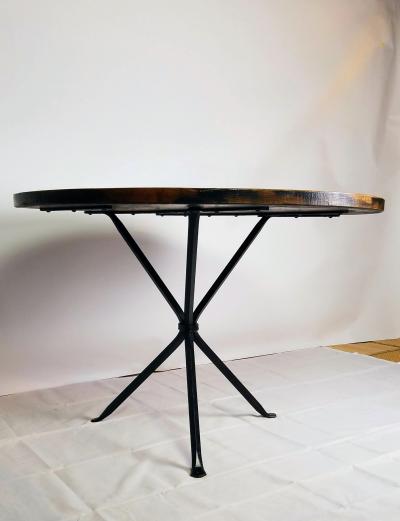 Cleo Baldon Cleo Baldom Round Wrought Iron Round Smoked Oak Dining Table El Monte CA 1960s