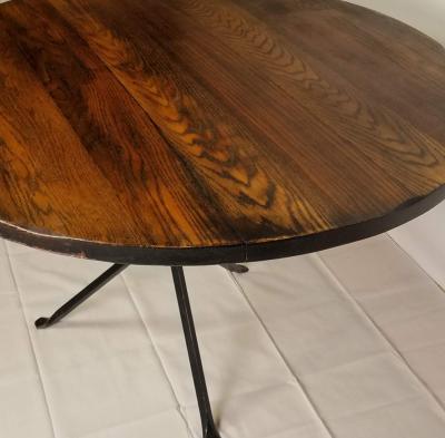 Cleo Baldon Cleo Baldom Round Wrought Iron Round Smoked Oak Dining Table El Monte CA 1960s