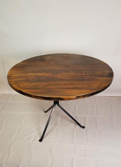 Cleo Baldon Cleo Baldon Wrought Iron and Oak 42 Dining Game Table Terra 1960s