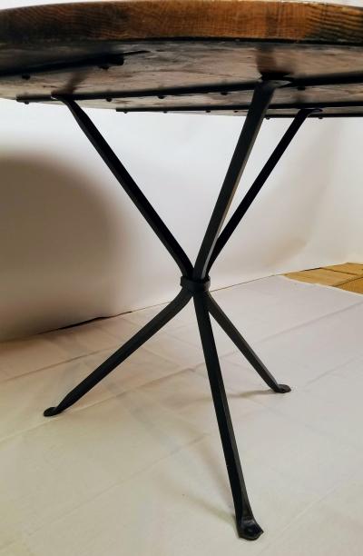 Cleo Baldon Cleo Baldon Wrought Iron and Oak 42 Dining Game Table Terra 1960s