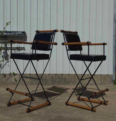 Cleo Baldon Pair of Cleo Baldon for Inca Campaign Style Bar Stools