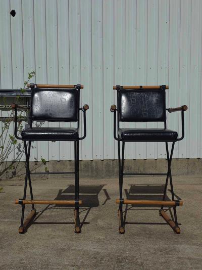 Cleo Baldon Pair of Cleo Baldon for Inca Campaign Style Bar Stools