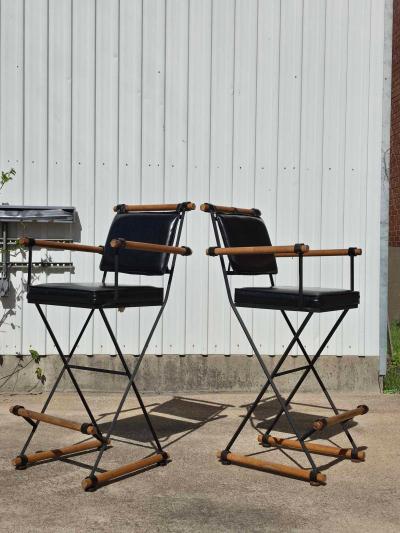 Cleo Baldon Pair of Cleo Baldon for Inca Campaign Style Bar Stools